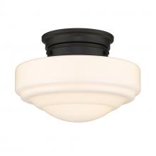  0508-SF BLK-VMG - Ingalls Semi-Flush in Matte Black with Vintage Milk Glass Shade